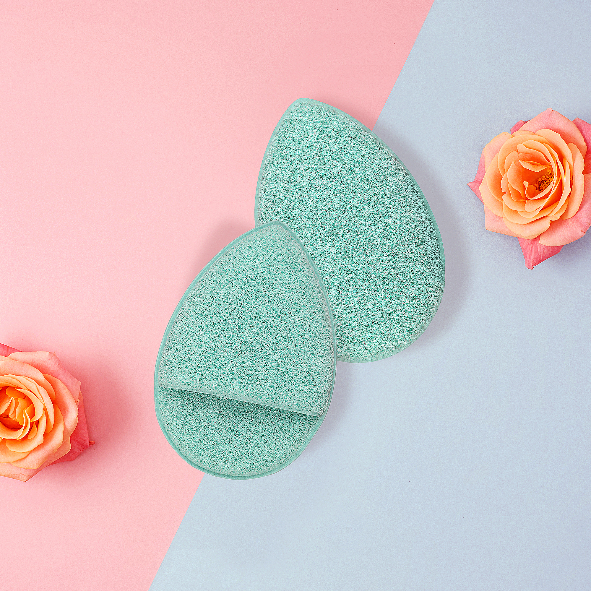Make up brushes on colorful background with notebook
